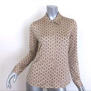 L'Agence Harmony Stretch Crepe Chain-Link Blouse Womens S Button Down Shirt EUC